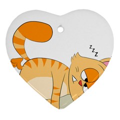 Even Cat Hates Monday Heart Ornament (two Sides) by Catifornia