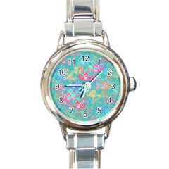 Flamingo Pattern Round Italian Charm Watch by Valentinaart