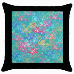 Flamingo Pattern Throw Pillow Case (black) by Valentinaart