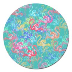 Flamingo Pattern Magnet 5  (round)