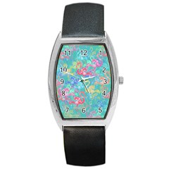 Flamingo Pattern Barrel Style Metal Watch by Valentinaart