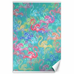 Flamingo Pattern Canvas 24  X 36  by Valentinaart