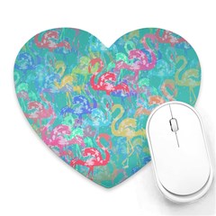 Flamingo Pattern Heart Mousepads by Valentinaart