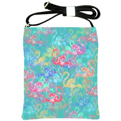 Flamingo Pattern Shoulder Sling Bags by Valentinaart