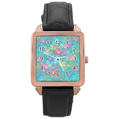 Flamingo Pattern Rose Gold Leather Watch  by Valentinaart