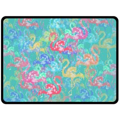 Flamingo Pattern Double Sided Fleece Blanket (large)  by Valentinaart