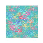 Flamingo pattern Small Satin Scarf (Square) Front