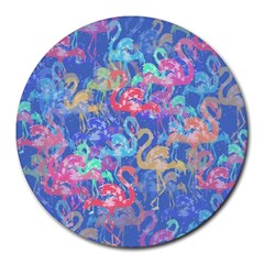 Flamingo Pattern Round Mousepads by Valentinaart