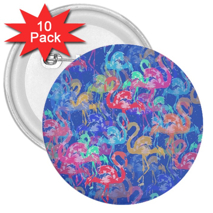 Flamingo pattern 3  Buttons (10 pack) 