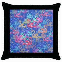 Flamingo Pattern Throw Pillow Case (black) by Valentinaart