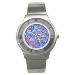 Flamingo Pattern Stainless Steel Watch by Valentinaart