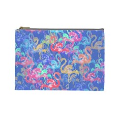 Flamingo Pattern Cosmetic Bag (large)  by Valentinaart