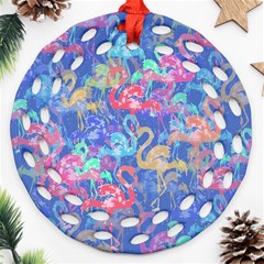 Flamingo Pattern Ornament (round Filigree) by Valentinaart