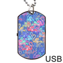 Flamingo Pattern Dog Tag Usb Flash (one Side) by Valentinaart