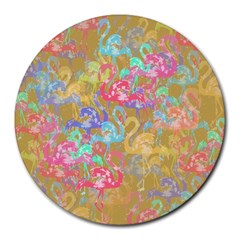 Flamingo Pattern Round Mousepads by Valentinaart