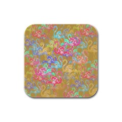 Flamingo Pattern Rubber Square Coaster (4 Pack)  by Valentinaart