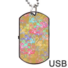 Flamingo Pattern Dog Tag Usb Flash (two Sides) by Valentinaart