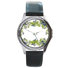 Birthday Card Flowers Daisies Ivy Round Metal Watch by Nexatart