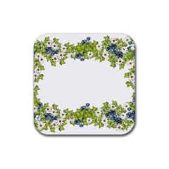 Birthday Card Flowers Daisies Ivy Rubber Coaster (square)  by Nexatart