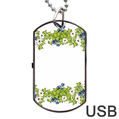 Birthday Card Flowers Daisies Ivy Dog Tag Usb Flash (two Sides) by Nexatart