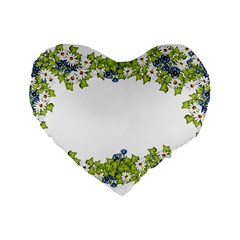 Birthday Card Flowers Daisies Ivy Standard 16  Premium Heart Shape Cushions by Nexatart