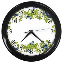 Birthday Card Flowers Daisies Ivy Wall Clocks (black) by Nexatart