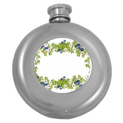 Birthday Card Flowers Daisies Ivy Round Hip Flask (5 Oz) by Nexatart