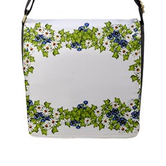 Birthday Card Flowers Daisies Ivy Flap Messenger Bag (l)  by Nexatart