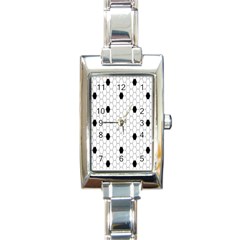 Black White Hexagon Dots Rectangle Italian Charm Watch