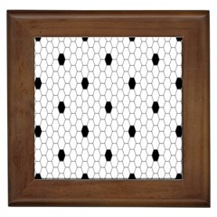 Black White Hexagon Dots Framed Tiles