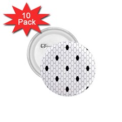 Black White Hexagon Dots 1 75  Buttons (10 Pack) by Mariart