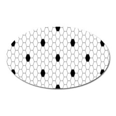 Black White Hexagon Dots Oval Magnet