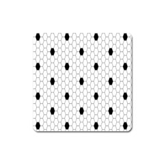 Black White Hexagon Dots Square Magnet by Mariart