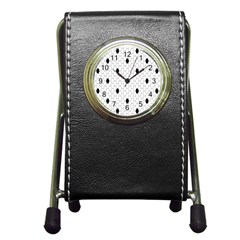 Black White Hexagon Dots Pen Holder Desk Clocks by Mariart