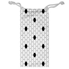 Black White Hexagon Dots Jewelry Bag by Mariart