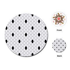 Black White Hexagon Dots Playing Cards (round)  by Mariart