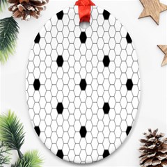 Black White Hexagon Dots Oval Ornament (two Sides) by Mariart