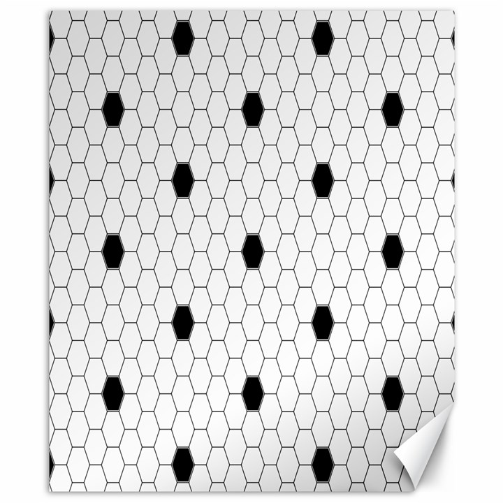 Black White Hexagon Dots Canvas 8  x 10 