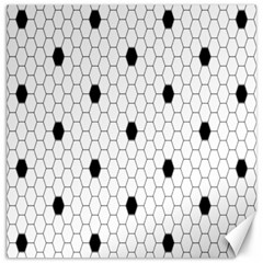 Black White Hexagon Dots Canvas 12  X 12   by Mariart