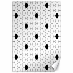 Black White Hexagon Dots Canvas 12  X 18   by Mariart