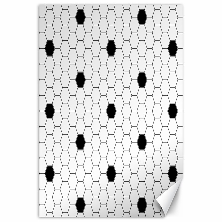 Black White Hexagon Dots Canvas 20  x 30  