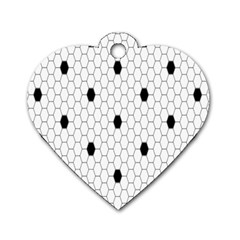 Black White Hexagon Dots Dog Tag Heart (one Side)