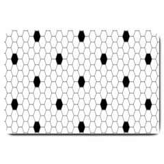 Black White Hexagon Dots Large Doormat 