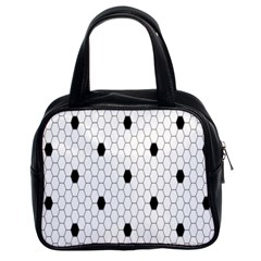 Black White Hexagon Dots Classic Handbags (2 Sides)