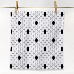 Black White Hexagon Dots Face Towel by Mariart