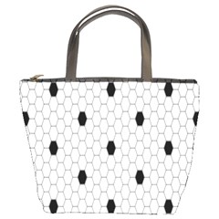 Black White Hexagon Dots Bucket Bags by Mariart