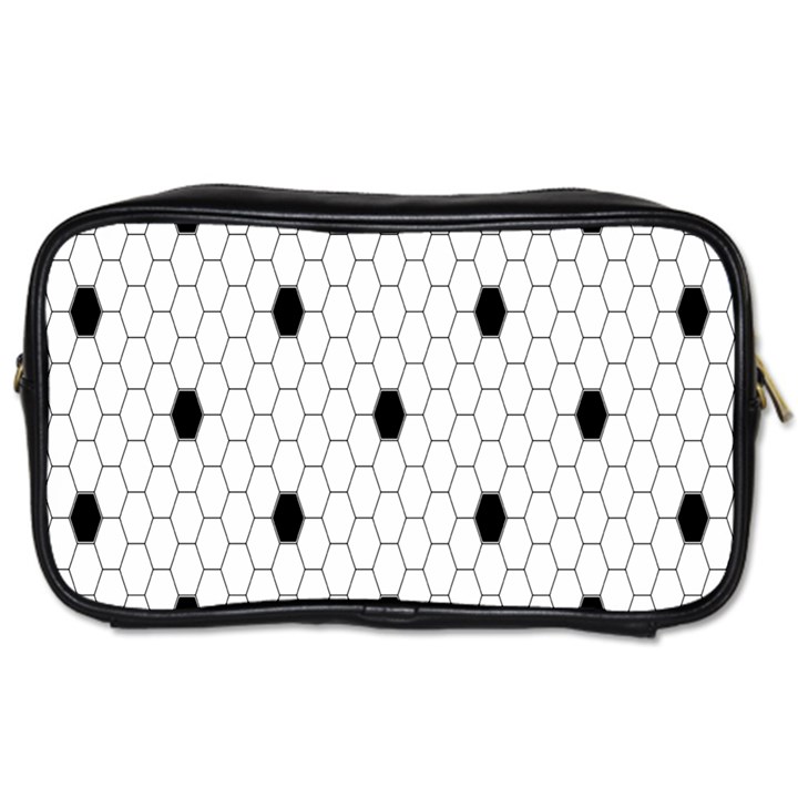 Black White Hexagon Dots Toiletries Bags