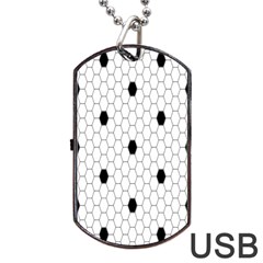 Black White Hexagon Dots Dog Tag Usb Flash (one Side) by Mariart