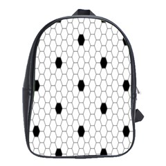 Black White Hexagon Dots School Bags (xl)  by Mariart