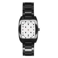 Black White Hexagon Dots Stainless Steel Barrel Watch by Mariart